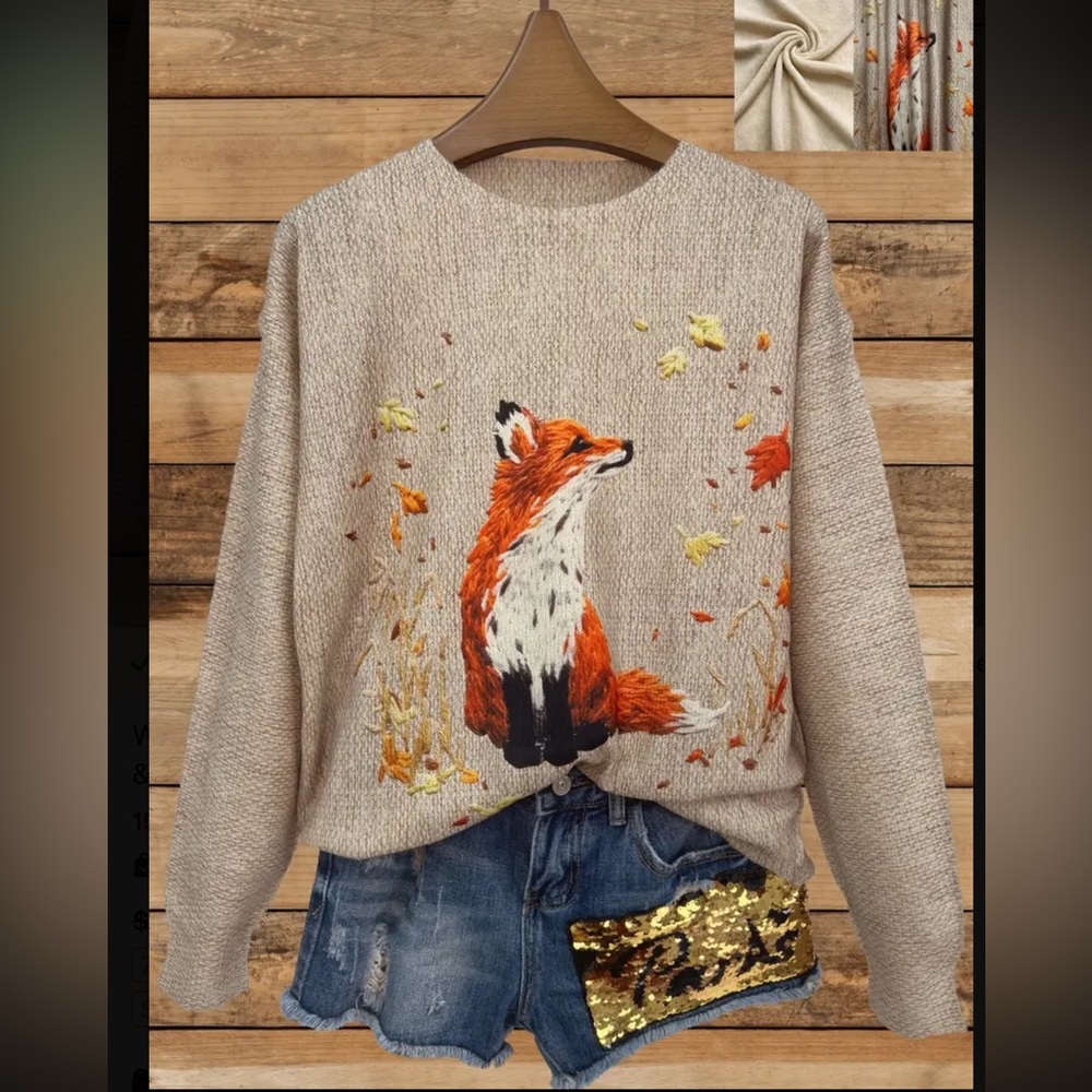 The Fox and the Leaves Fall  Lightweight Sweater